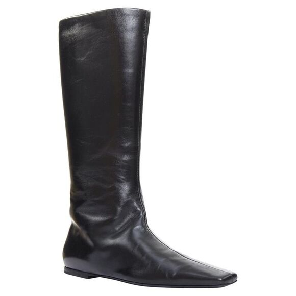 Pre Loved The Row Vintage Leather KneeHigh Square Toe Boots Women black | black - Picture 2 of 8